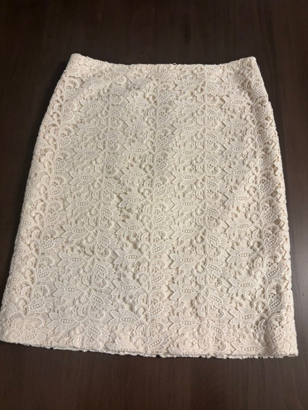 Talbots Ivory Floral Lace Pencil Skirt Lined Size 8